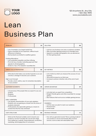Lean Business Plan